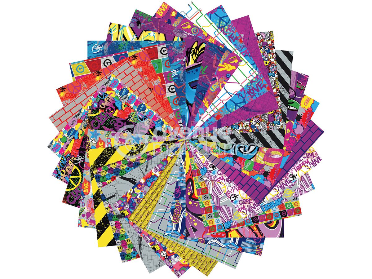 MANDARINE Origamipapier 20x20cm OR520C Street Art 70g 60 Blatt (3609510575205)