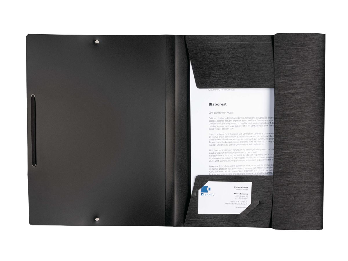 KOLMA Pochette à élast.LineaVerde A4 11.077.06 noir, PP, Sand, recycling (7611967113585)