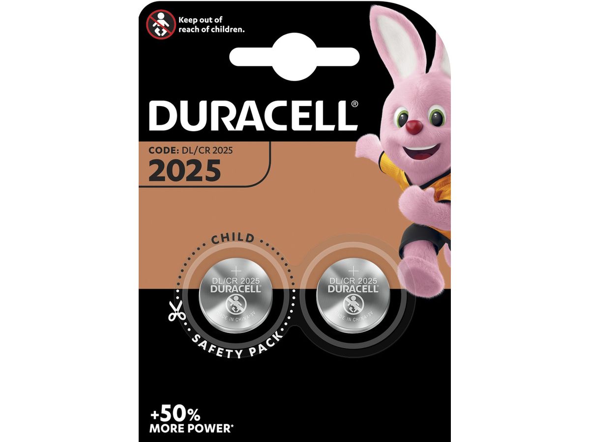 DURACELL Knopfbatterie Specialty DL2025 B2 CR2025, 3V 2 Stück (5000394203907)