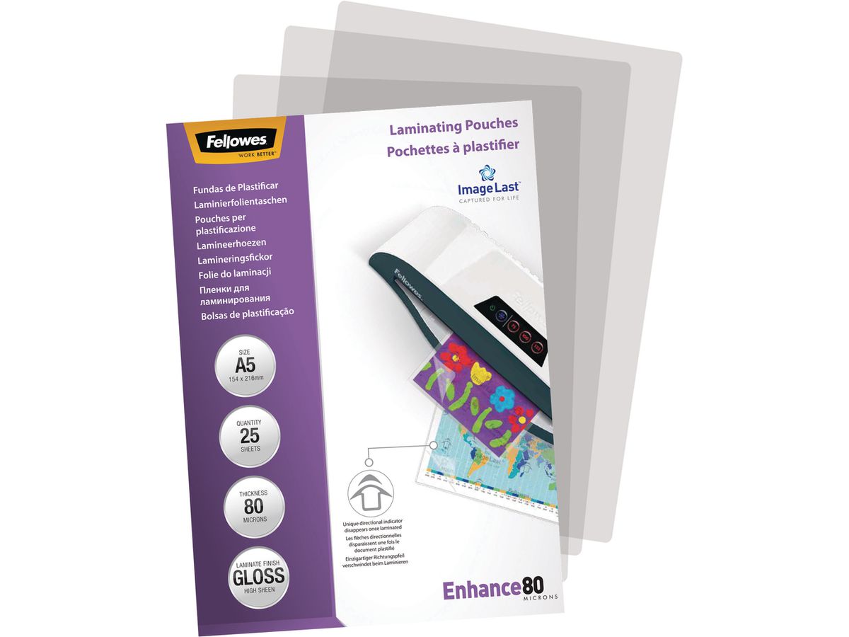 FELLOWES Pelicole per laminazione A5 5396003 lucido, 80my 25 pezzi (0077511539602)