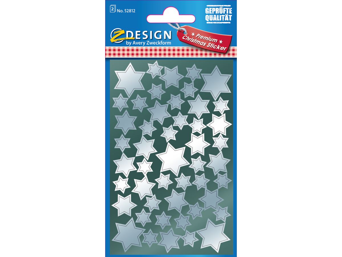 Z-DESIGN Sticker Sterne Weihnachten 52812 silber 2 Bogen (4004182528129)