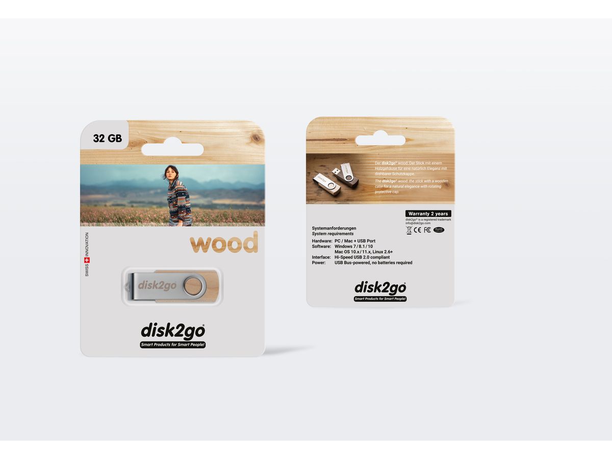 DISK2GO USB-Stick wood 32GB 30006662 USB 2.0 (7640111166986)