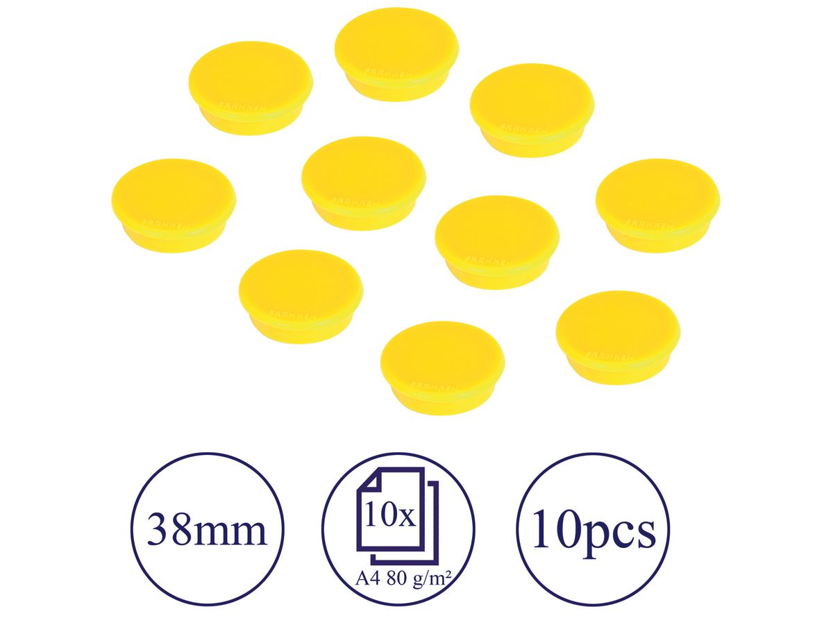 FRANKEN Magnete 38mm HM38 04 gelb 10 Stück (4016946052412)