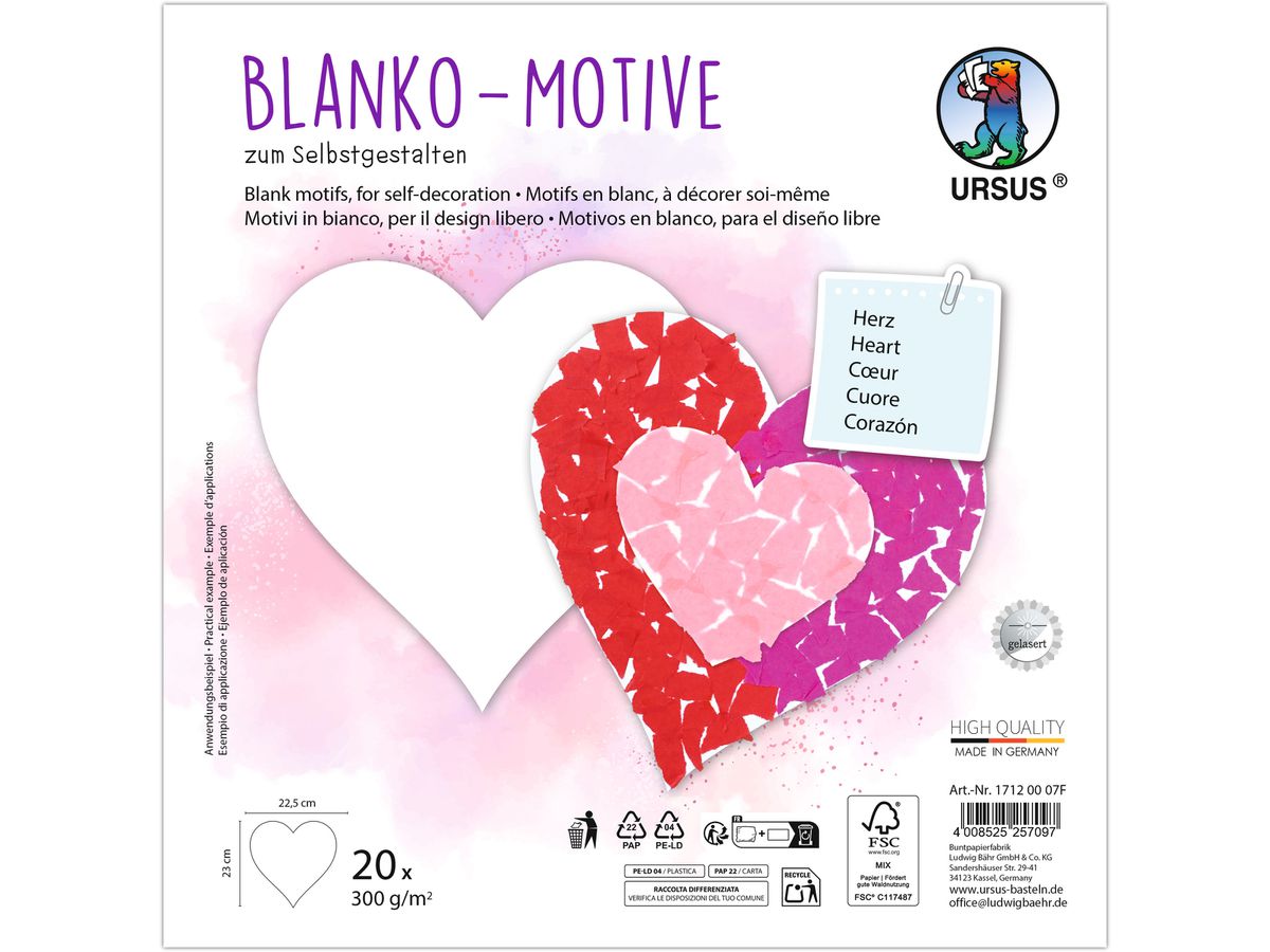 URSUS Motifs en blanc 23x23cm 17120007F Cur 20 feuilles (4008525257097)