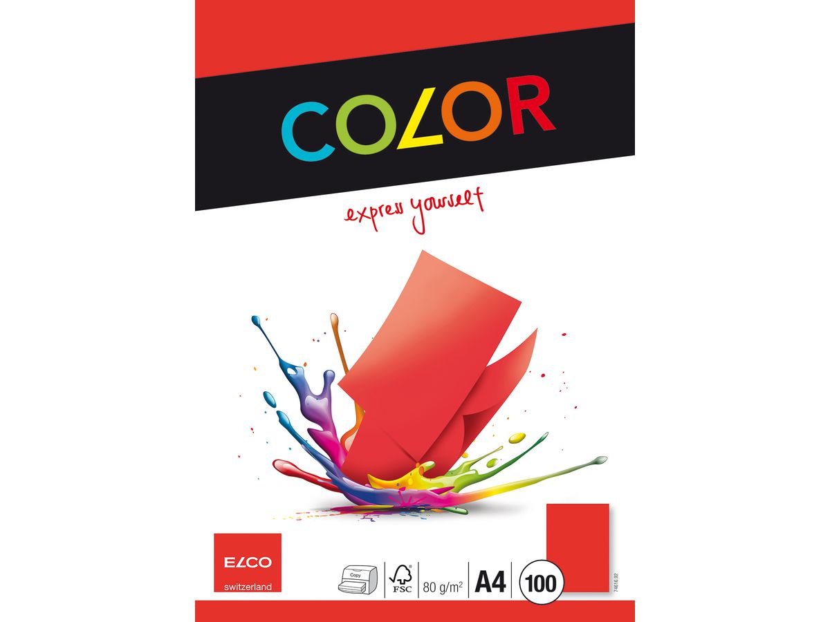 ELCO Office Color Carta A4 74616.92 80g, rosso 100 fogli (7610425327908)