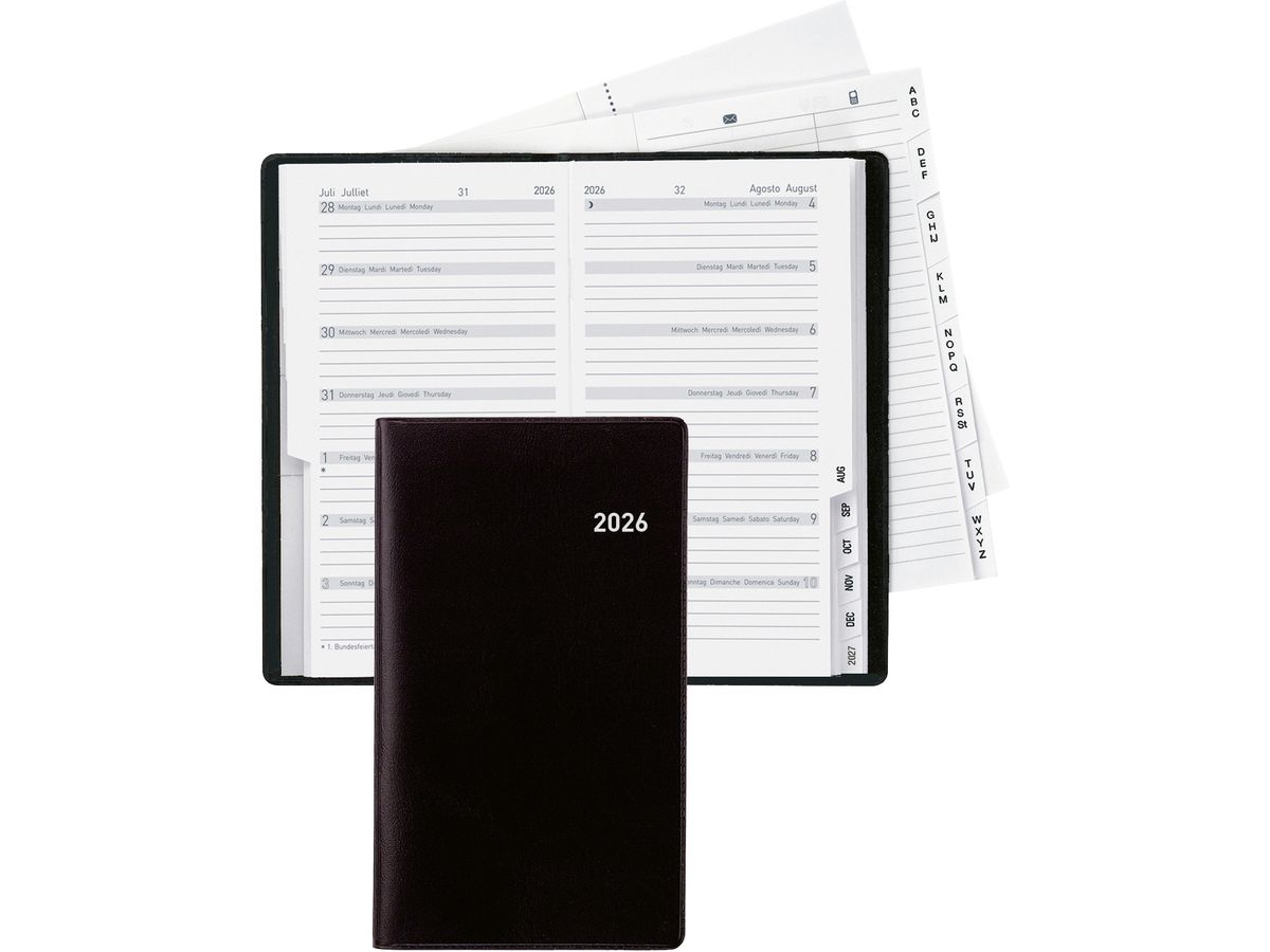 BIELLA Planer Bern 2026 851572020026U 1W/1S schwarz ML 8.7x15.3cm (7611365526420)