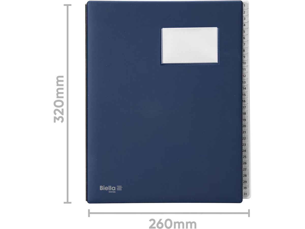 BIELLA Classeur trieur Pronto A4 32043107U bleu foncé 31 compartiments (7611365287055)