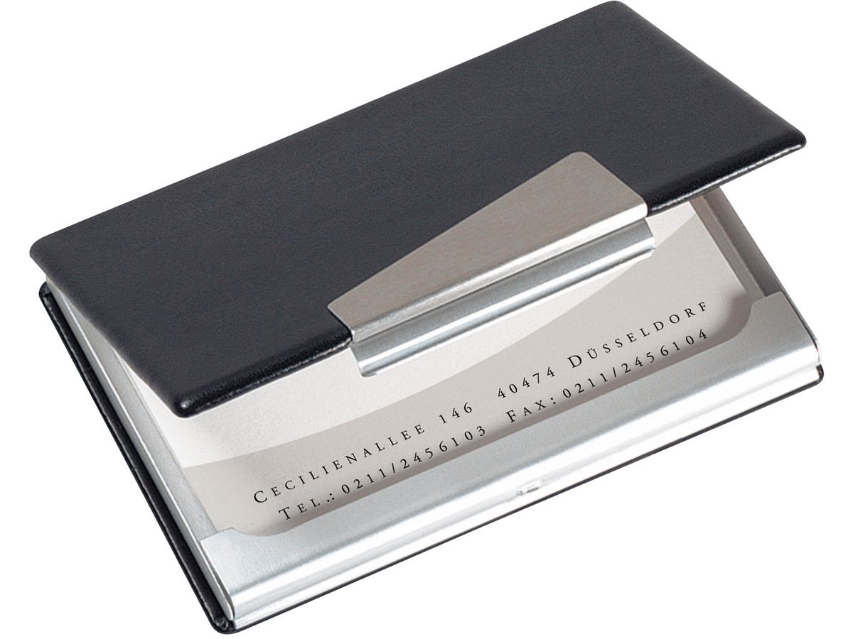 SIGEL Etui cartes visite 62x95mm VZ131 argent/noir -20 cartes (4004360982224)