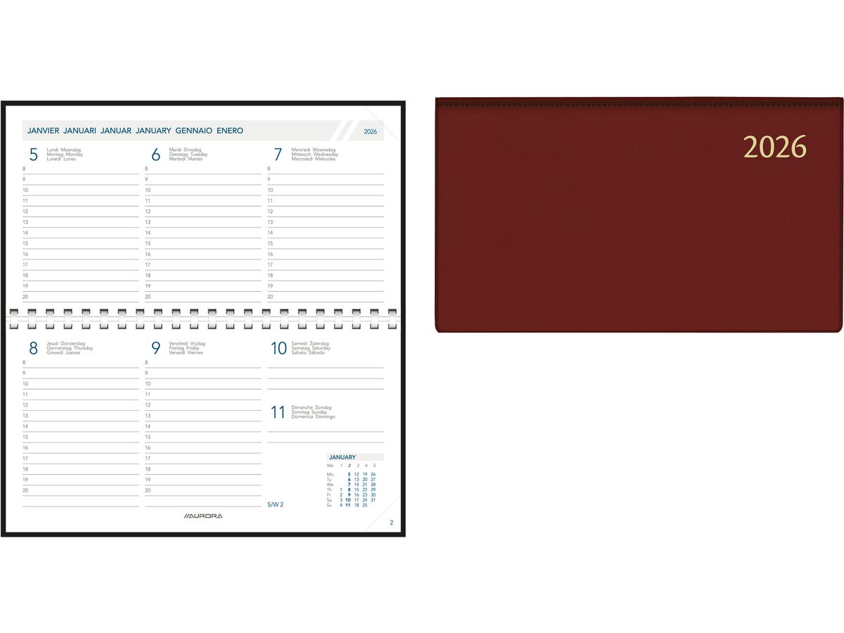 AURORA Agenda Seta Novopl. Pearl 2026 1714P 1W/2S ass. ML 9x16.5cm (5411028417148)