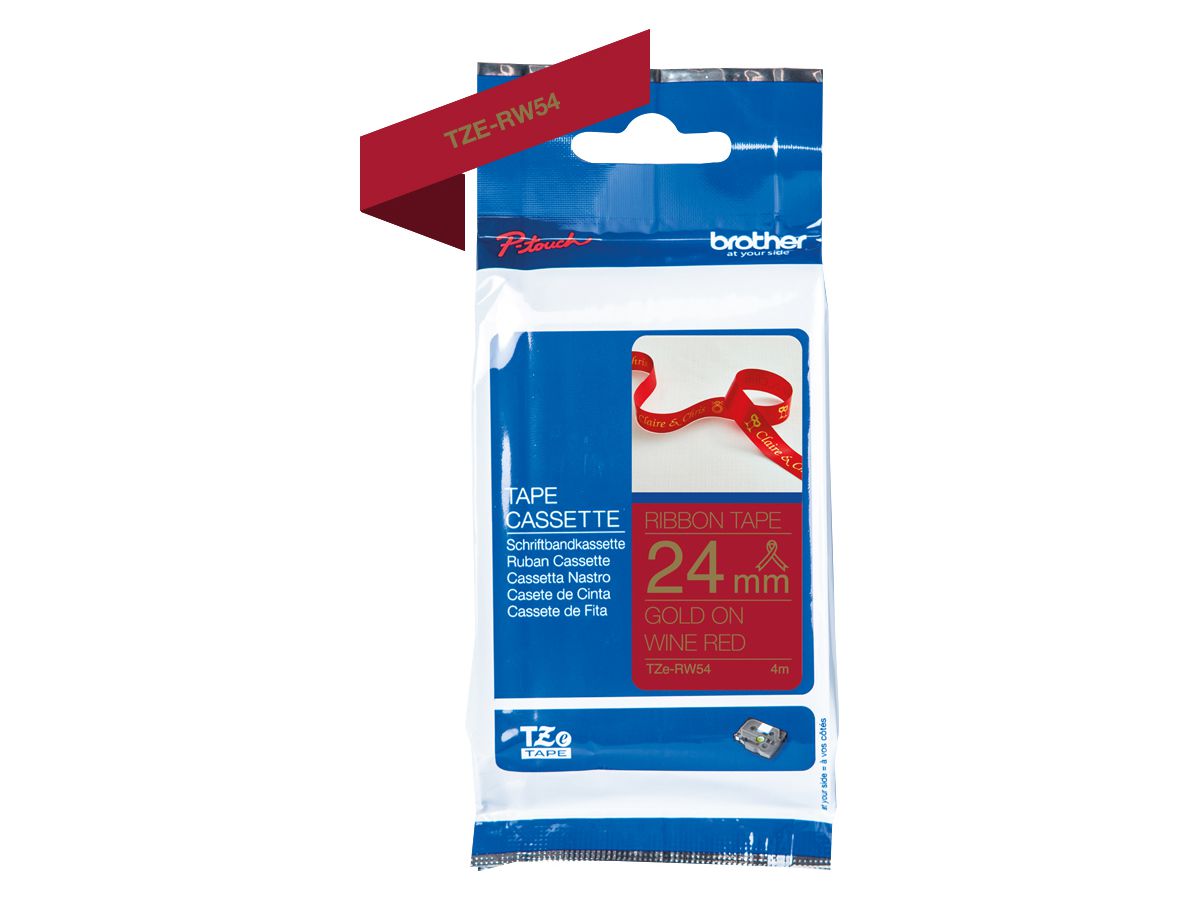 PTOUCH Nastro rosso/oro TZE-RW54 Sistemi Tze 24mm (4977766801928)