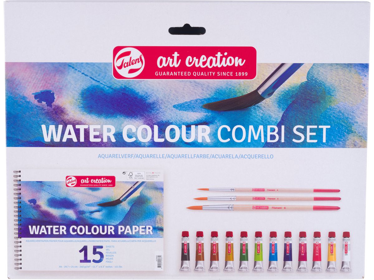TALENS Aquarelle Combi Set 12x12ml 9022094M Peinture, pinceau, papier (8712079535704)