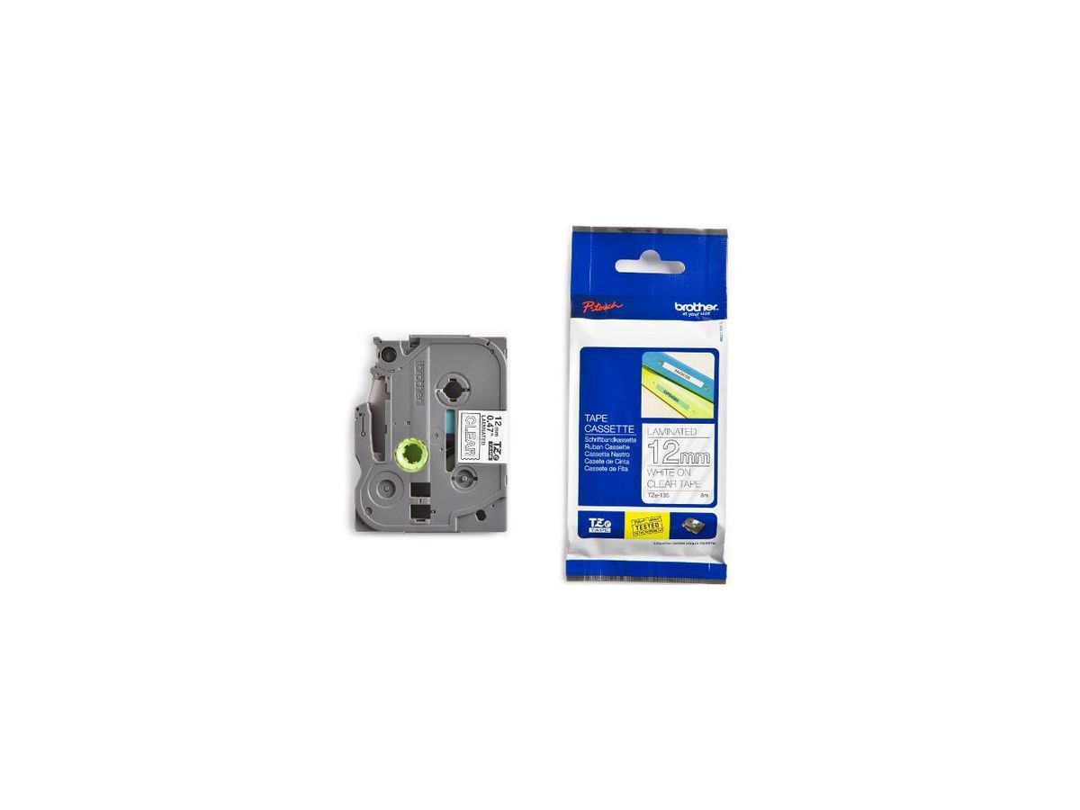 PTOUCH Band, laminiert weiss/klar TZe-135 PT-1280VP 12 mm (4977766684903)