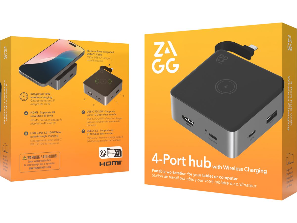 ZAGG 4-Port Hub Wireless charging 109816213 Black,Grey (0840390330550)