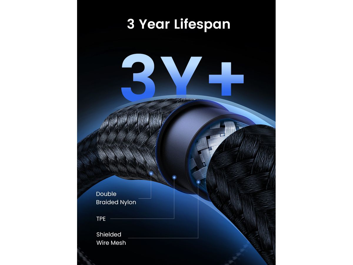 UGREEN Cable USB 3.2 Gen2 80150 Black, 1m (6957303881505)