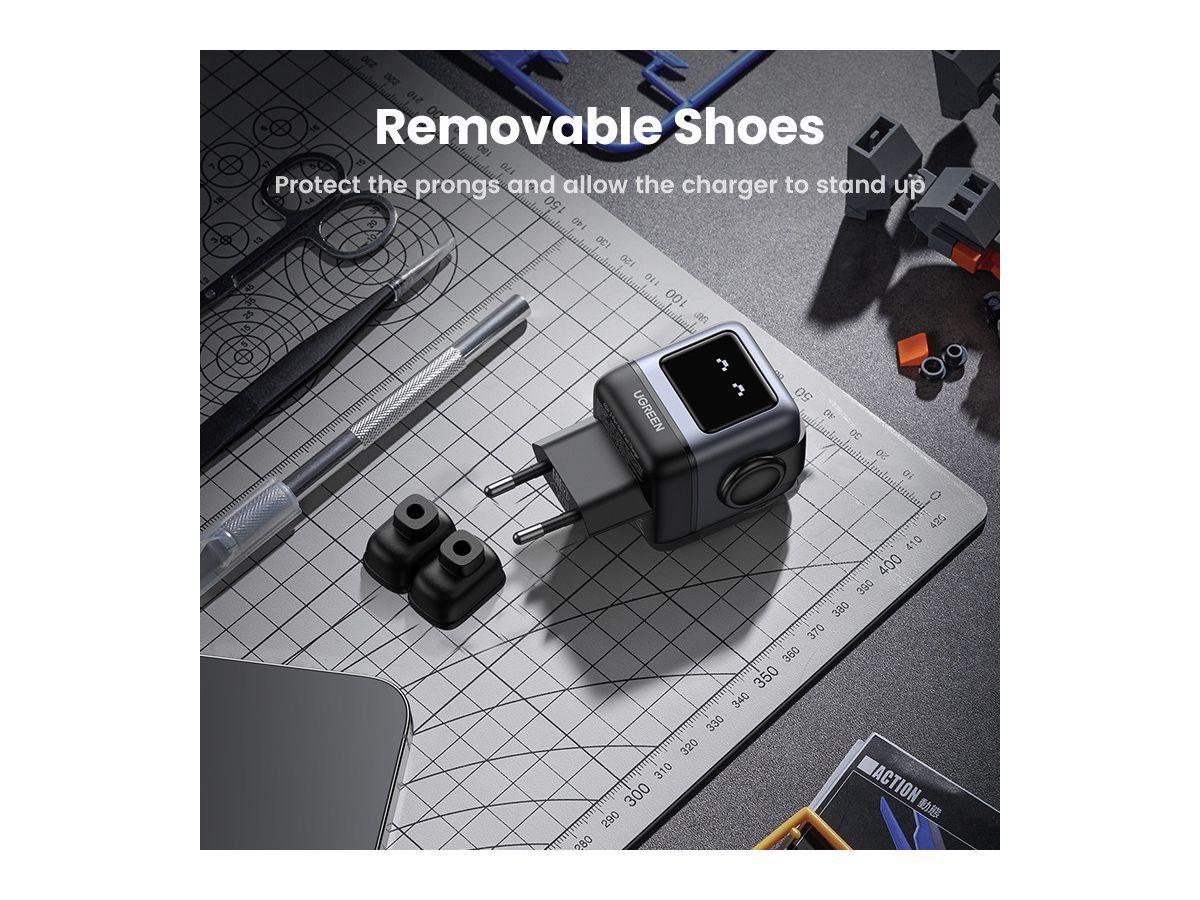 UGREEN Nexode RG 65W 3-Port GaN 25685B 2x USB-C,1xUSB-A, Black (6941876236688)