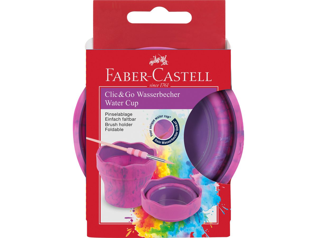 FABER-CASTELL Wasserbecher Clic&Go 181527 pink, für Pinsel (4005401815273)