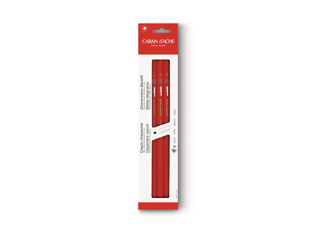 CARAN D'ACHE Matita Zimmermann 25cm 211.372 rosso 3 pezzi (7610186453724)