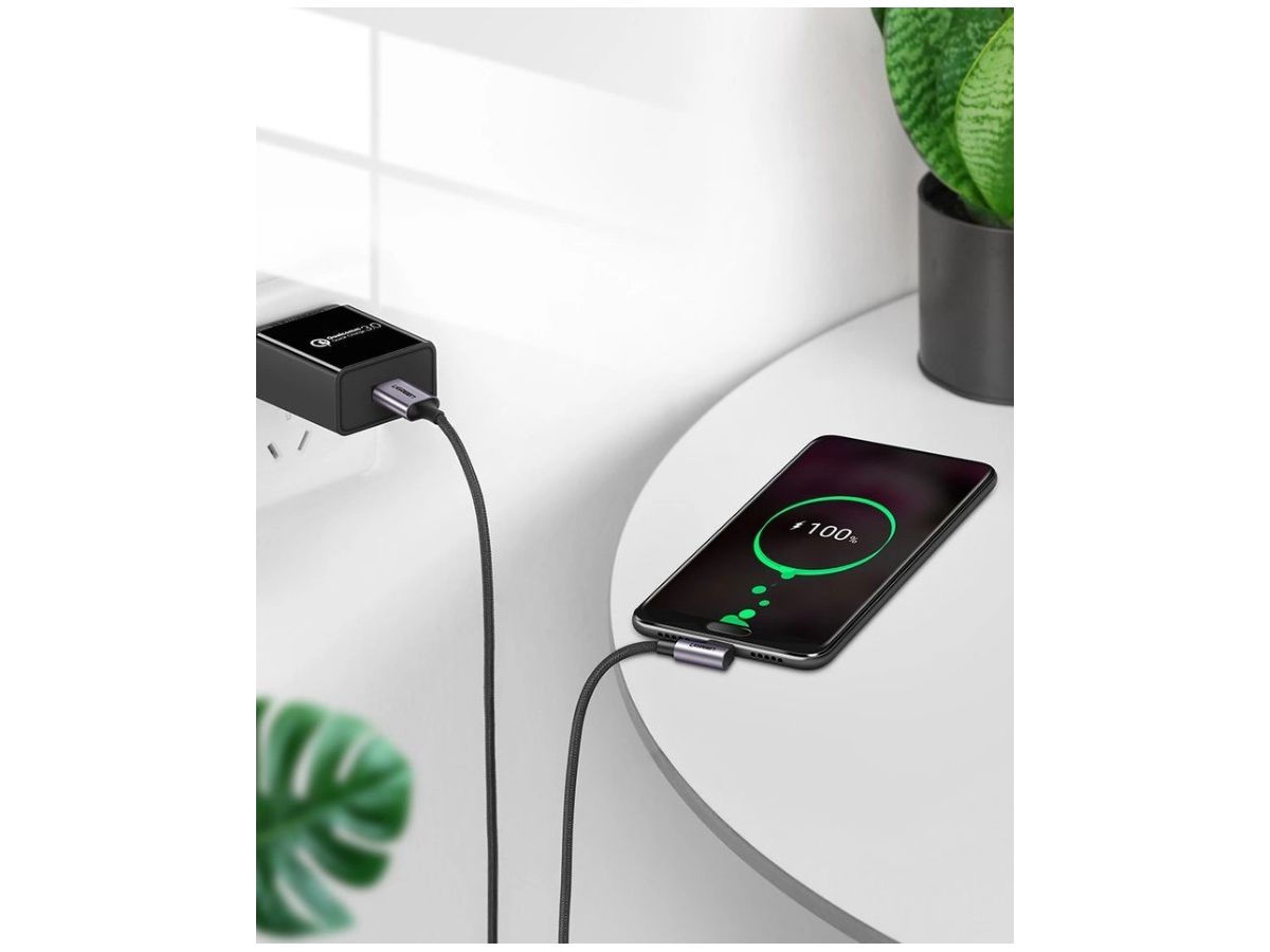 UGREEN USB-A to USB-C Cable 2m 50942 Right Angle, Space Gray (6957303859429)