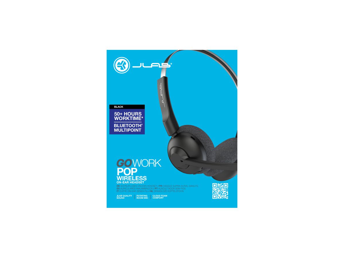 JLAB GO Work Pop Headphone IEUHBGWRKPOPRBLK4 Wireless, Black (0812887019781)