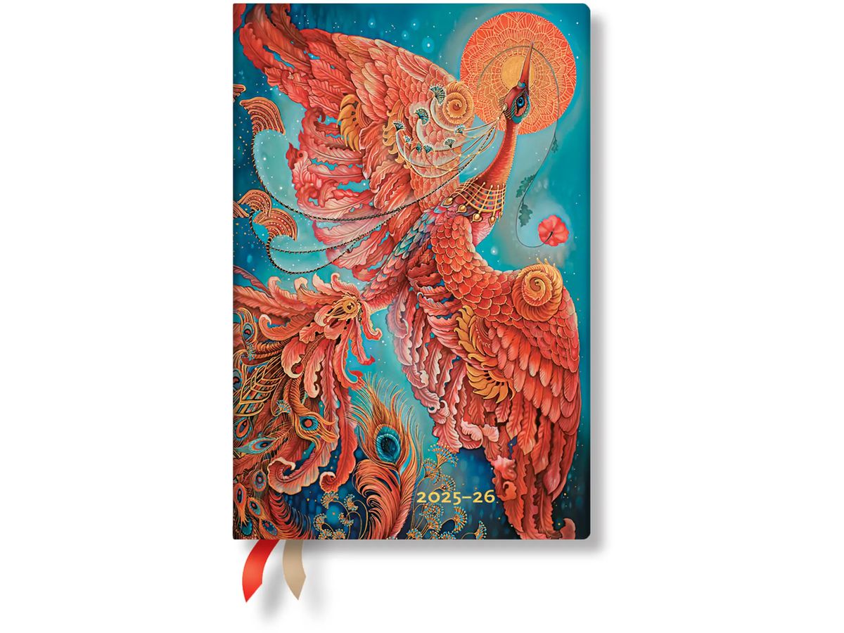 PAPERBLANKS Agenda Feuervogel Mini 25/26 DD0528-6 1S/2P 18M TE HOR HC 9.5x14cm (9780349705286)