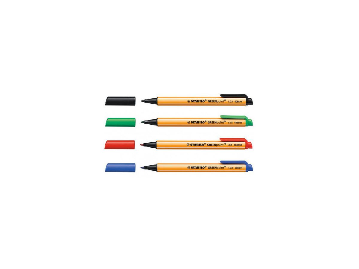 STABILO Faserschr. GREENpoint 0,8mm 6088/4 Etui mit 4 Farben (4006381399180)