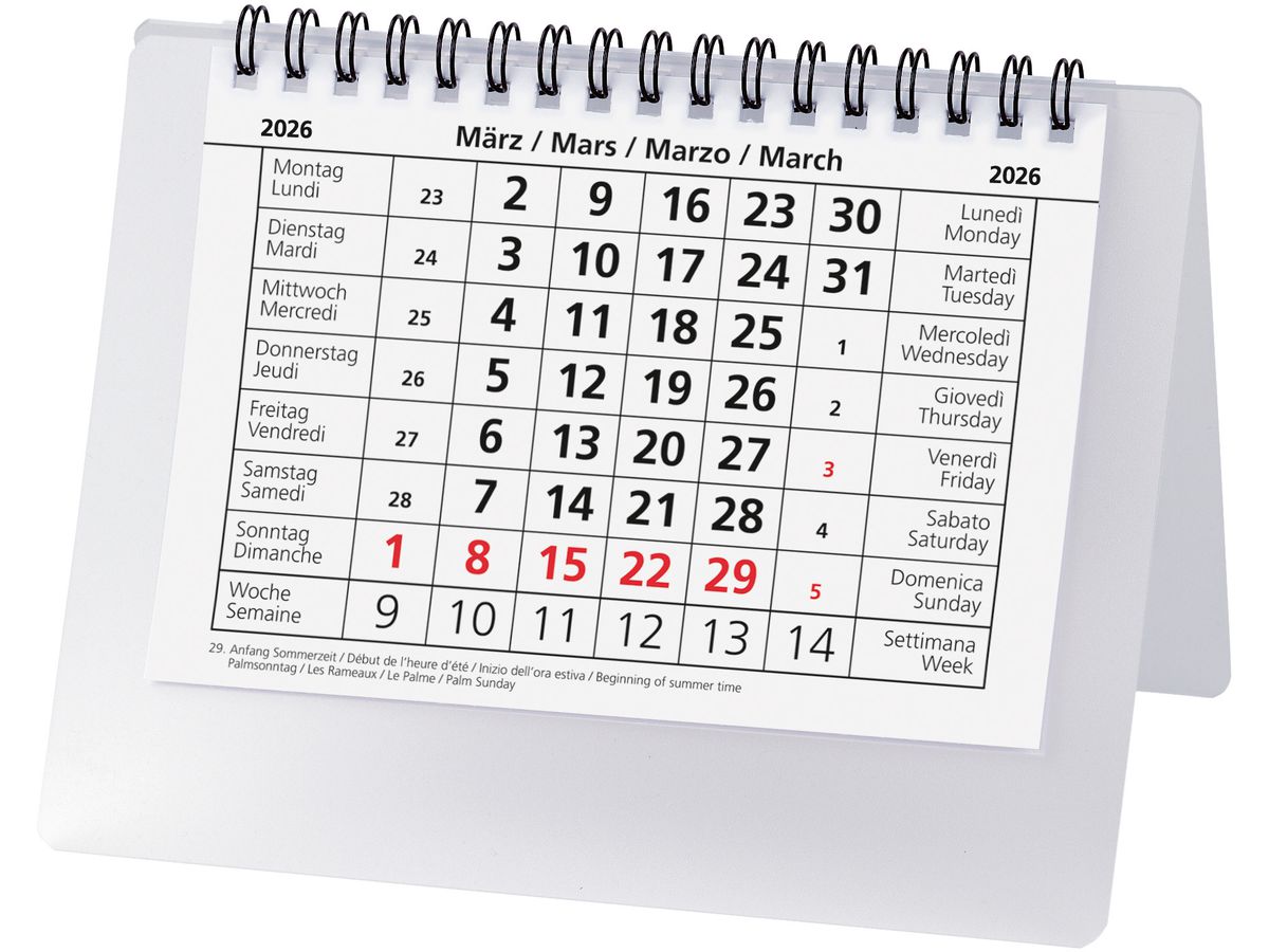 BIELLA Pultkalender Desktop 2026 887061000026U 1M/1S Basic ws ML 14.8x10.5cm (7611365527724)