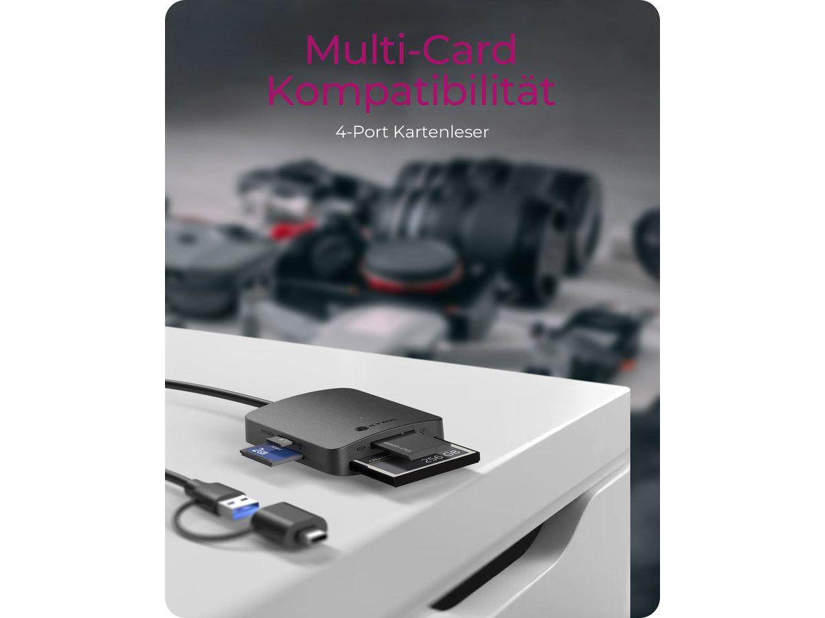 ICY BOX External 4in1 Card Reader IB-CR302-CU3 (4250078174592)