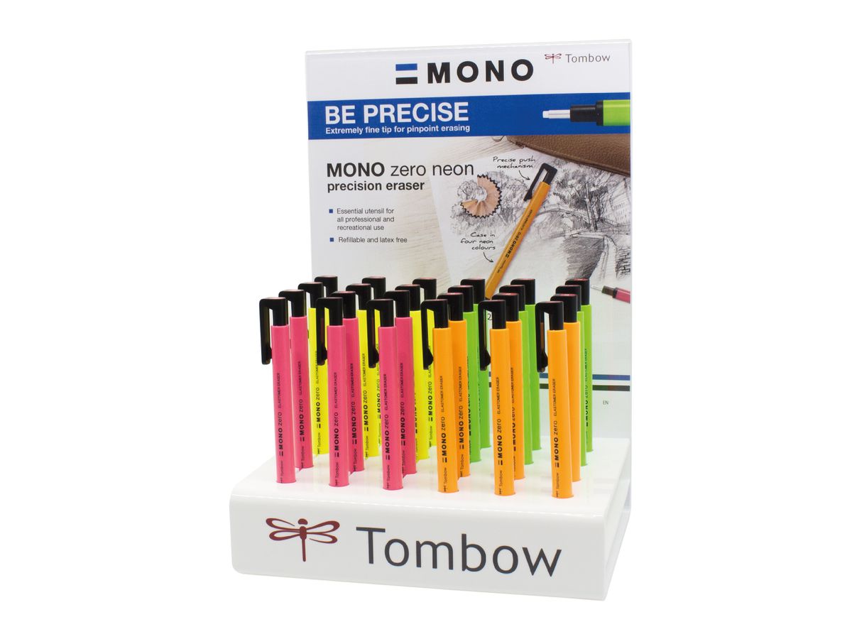 TOMBOW Radiergummi Mono Zero EH-KU-24P-2- 24 Stück, neon ass. (4003198502543)