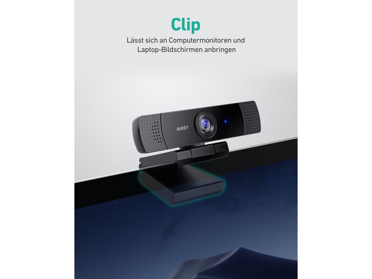 AUKEY Stream Webcam 1080P Dual Mic PC-LM1E black, USB 2.0 (0631390543268)