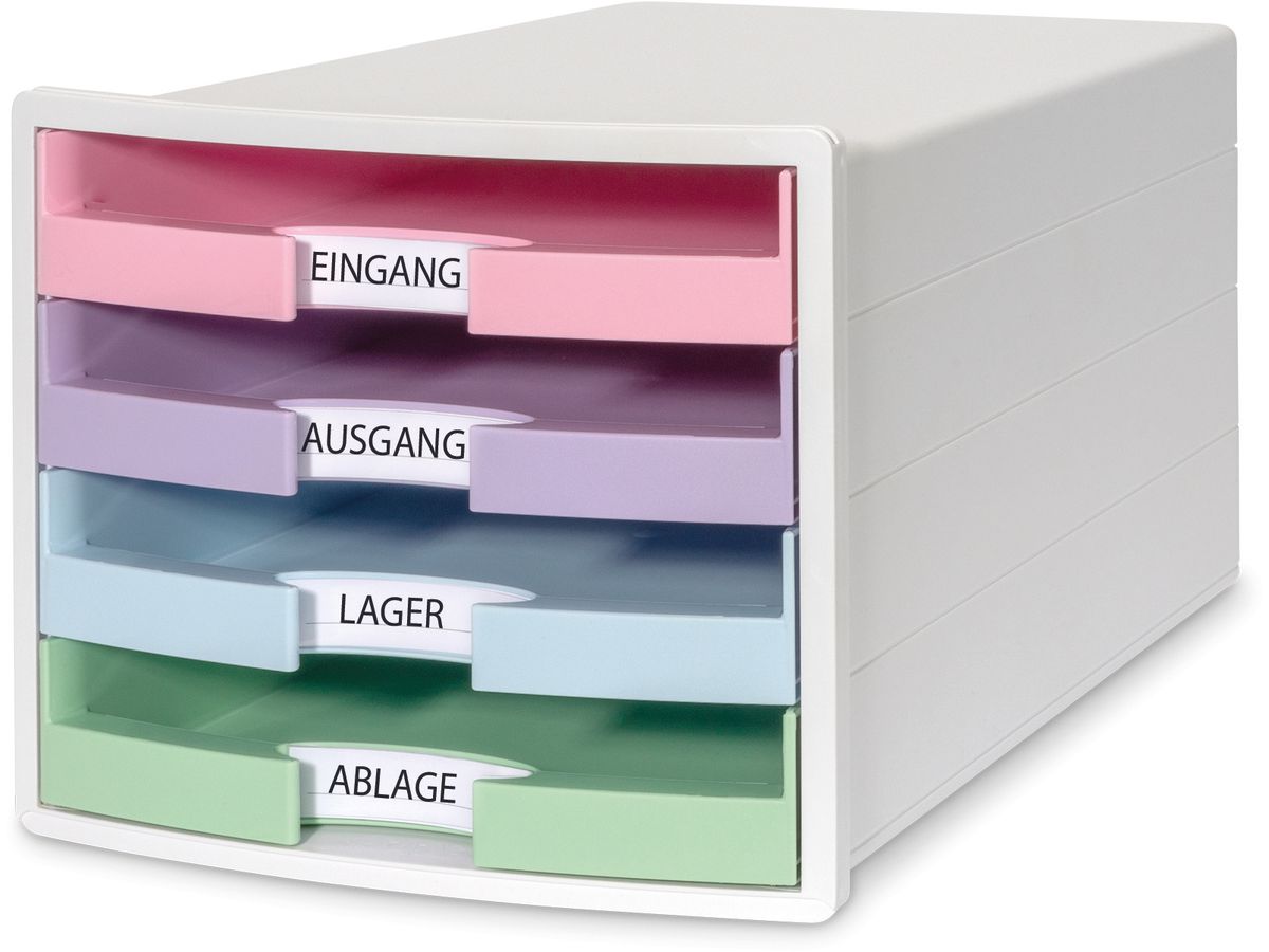 HAN Schubladenbox IMPULS A4/C4 14.75 weiss/pastell, 4 Schubladen (4012473120129)