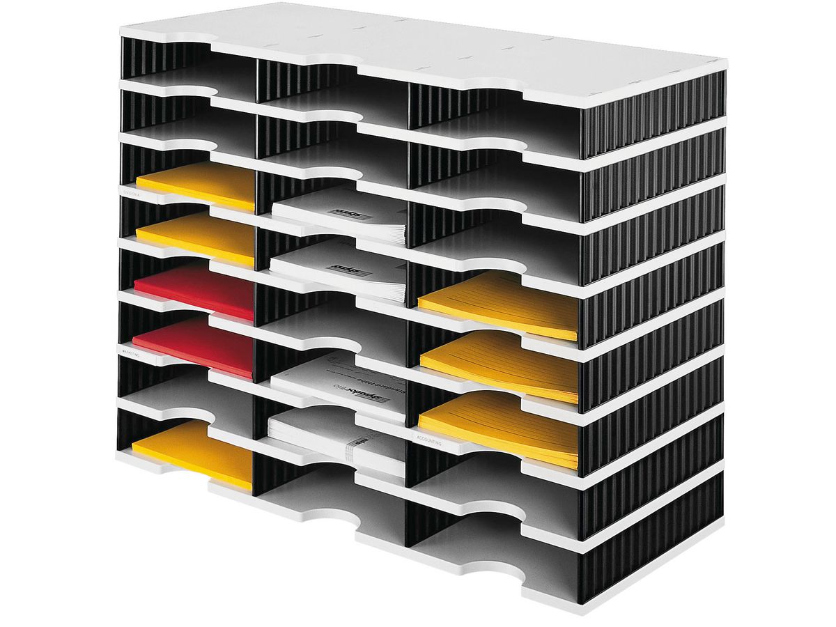 STYRO Ablagesystem styrodoc trio 268-03081.98 grau/schwarz 24 Fächer (7612176051064)