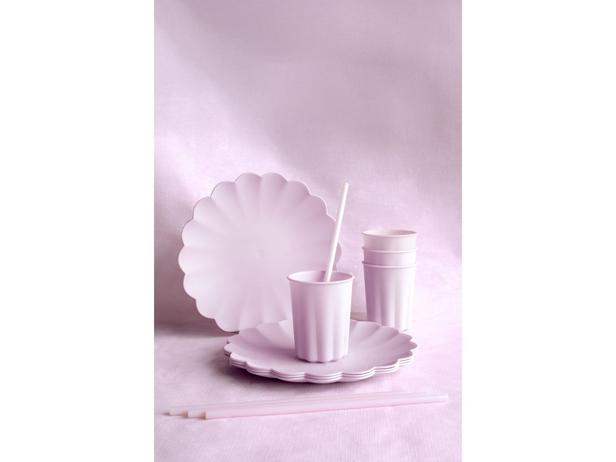 PARTYDECO Tazze con volant 220ml KPL1-014 viola 4 pezzi (5904555065970)