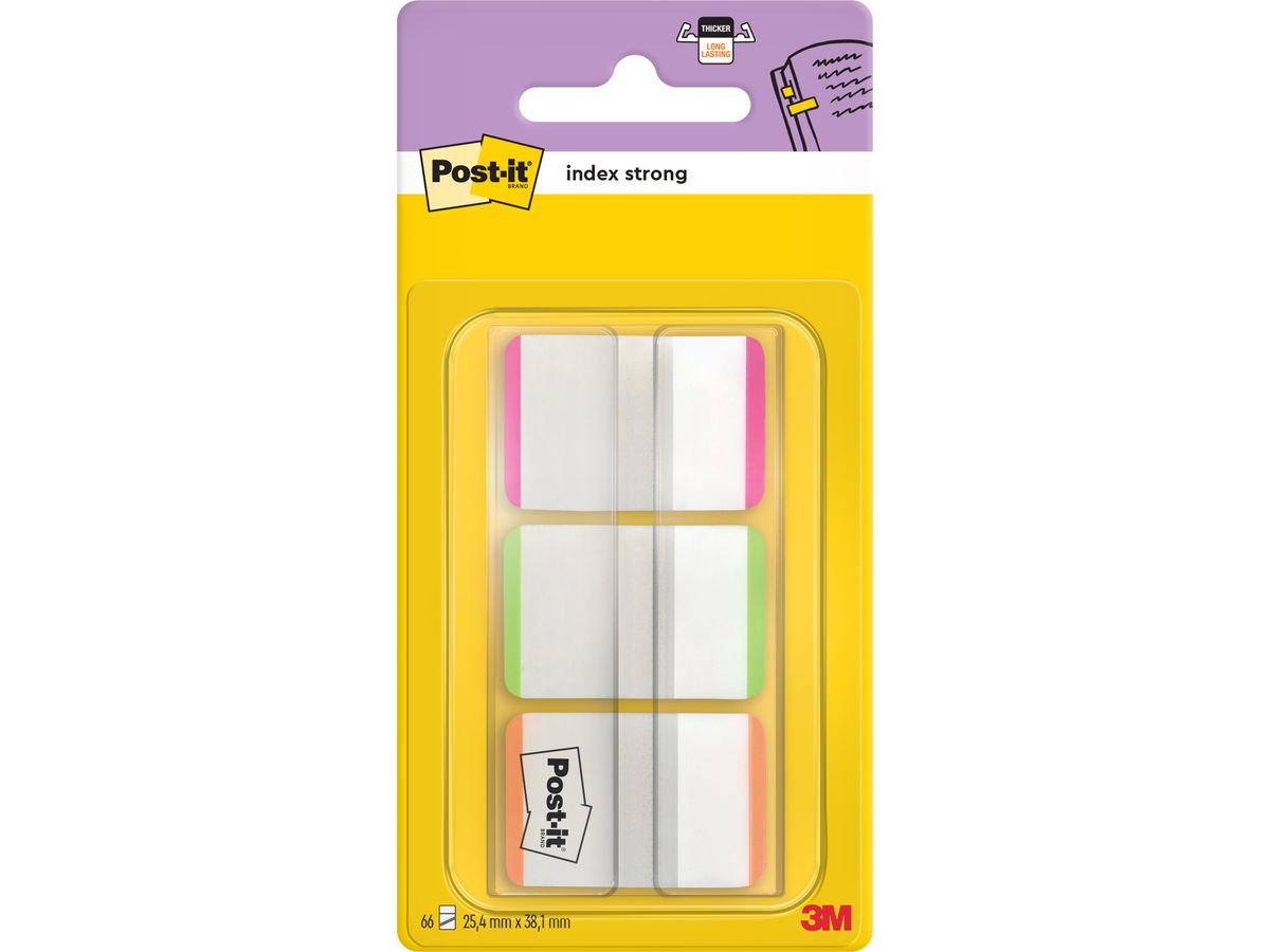 POST-IT Index STRONG Disp. 25,4x38mm 686L-PGO lila,grün,orange 3 Stück (0051141315515)