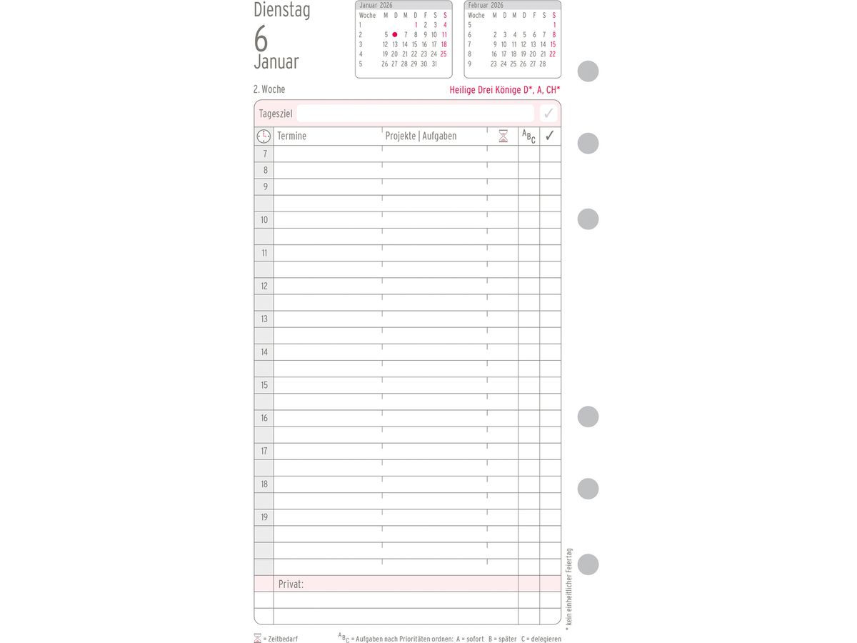 CHRONOPLAN Ersatz Tagesplan 2026 50246Z.26 1T/1S Midi (4004182088418)