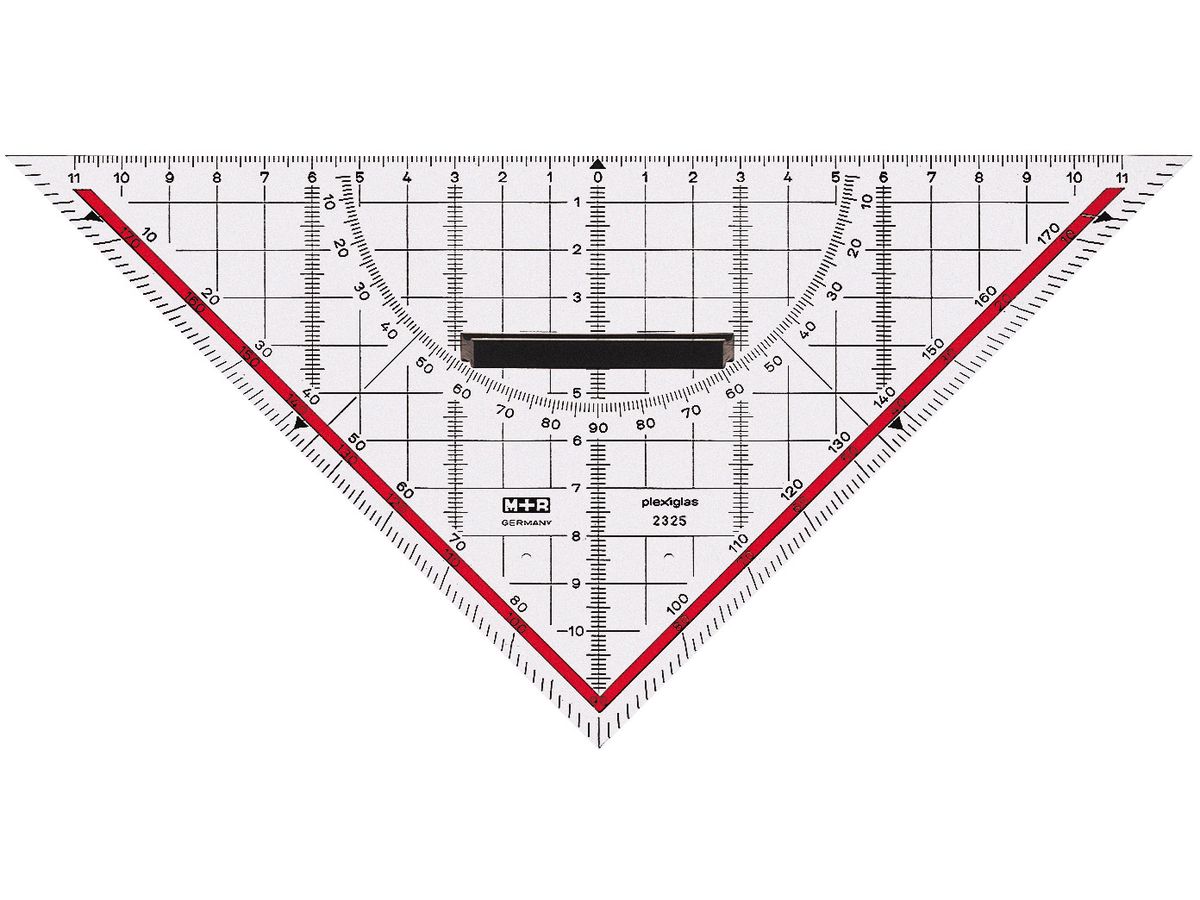 M+R Geometriedreieck 22cm 723230100 abnehmbarer Griff Acryl (4004627413003)