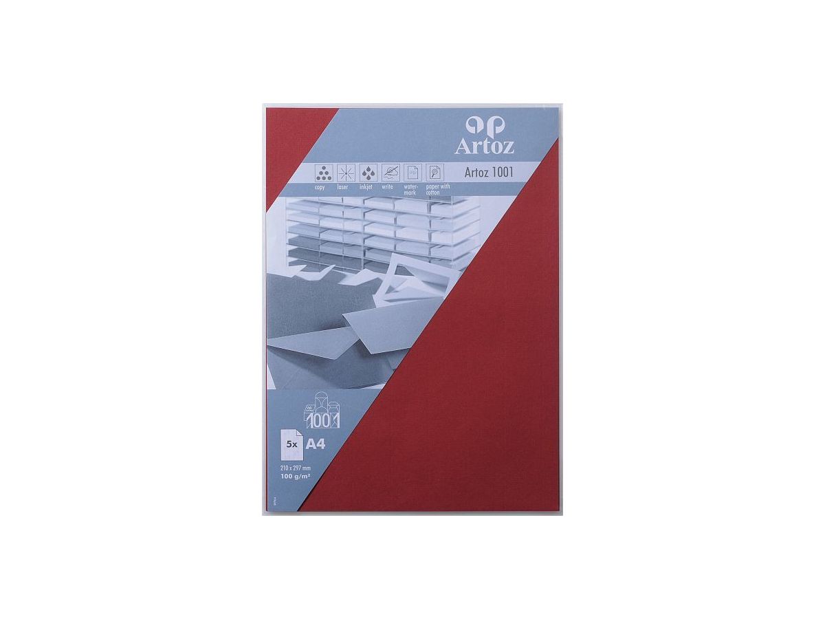ARTOZ Papier 1001 A4 107796145 100g, bordeaux 5 feuilles (7612450252095)