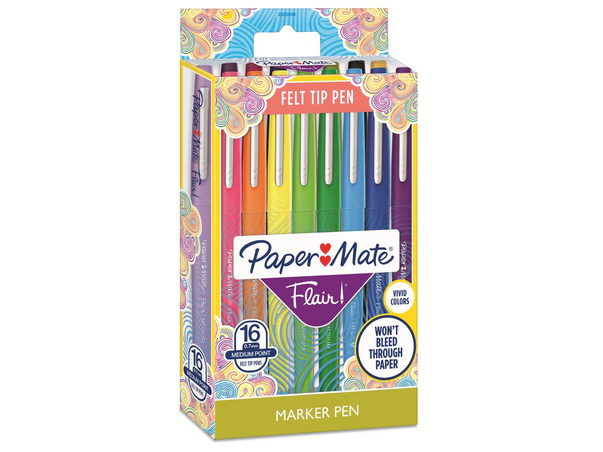 PAPERMATE Nylon Flair Faserschreiber 2061394 ass. 16 Stück (3501170977453)