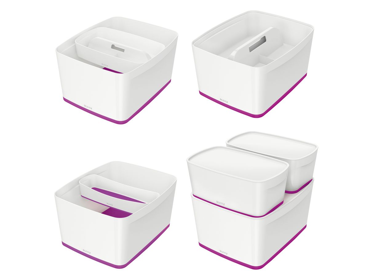 LEITZ MyBox L avec couvercle 18lt 5216-10-62 blanc/violet (4002432121649)