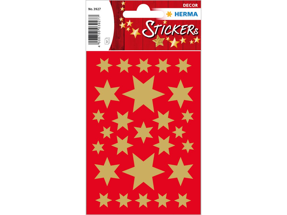 HERMA Sticker Sterne 3927 gold 81 Stück/3 Blatt (4008705039277)