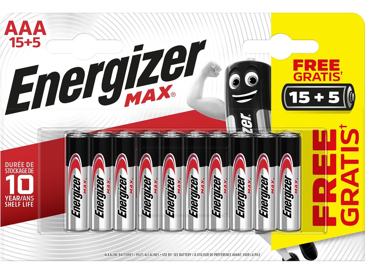 ENERGIZER Batterie Max E303349400 AAA/LR03, 15 + 5 Stk. (7638900438307)