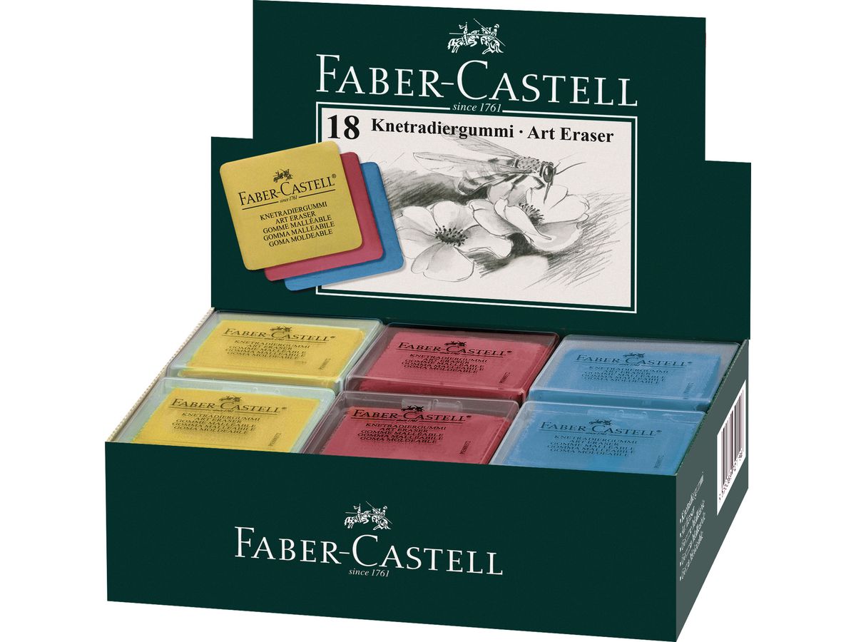 FABER-CASTELL Gomma pane 38x35x8mm 127321 colori ass. (9556089009232)