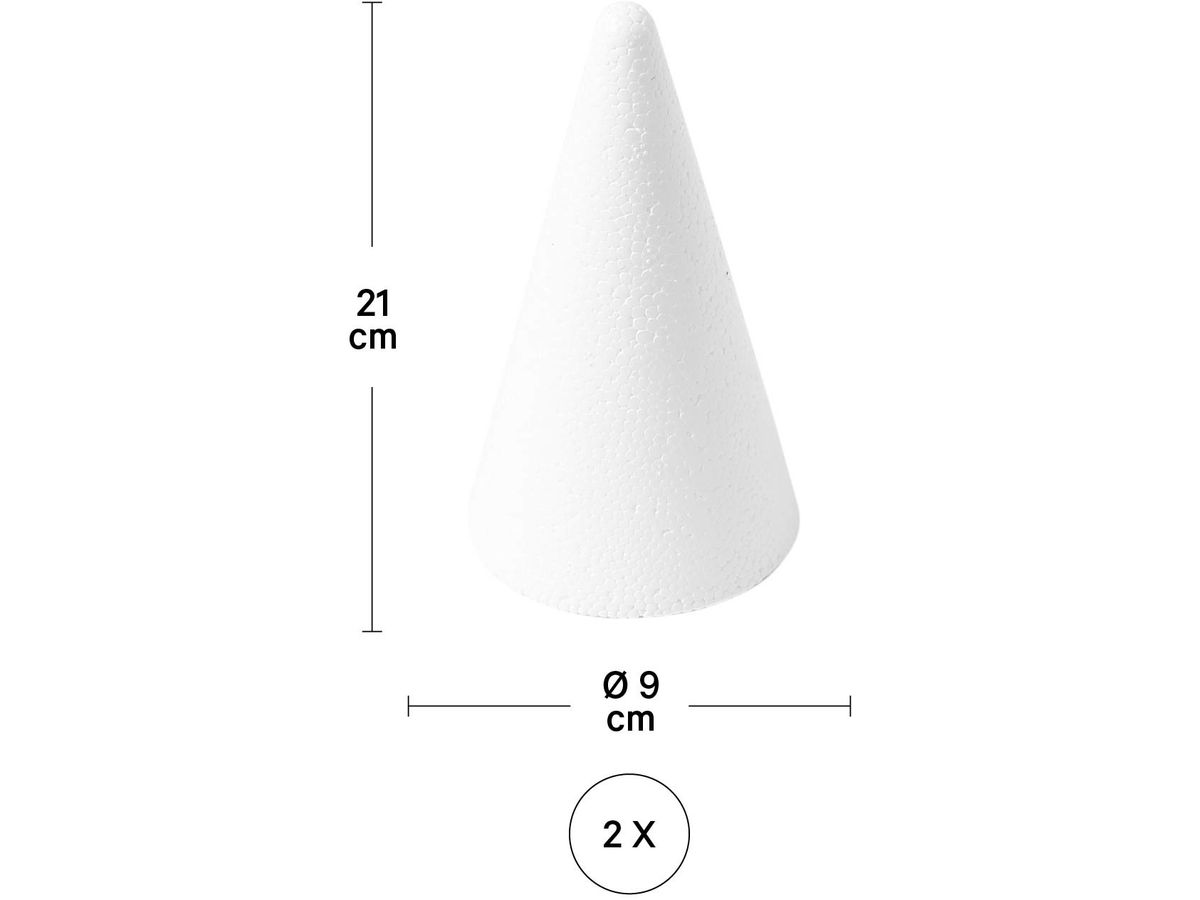 I AM CREATIVE Cono di polistirolo 9x21cm 2506.03 2 pezzi (7611983147366)