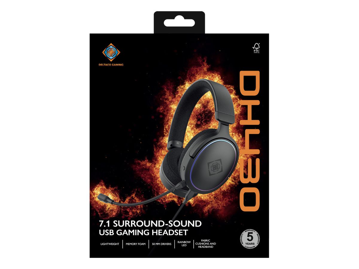 DELTACO Gaming Comfort Headset GAM-162 USB, with 7.1 Surround (7333048060808)
