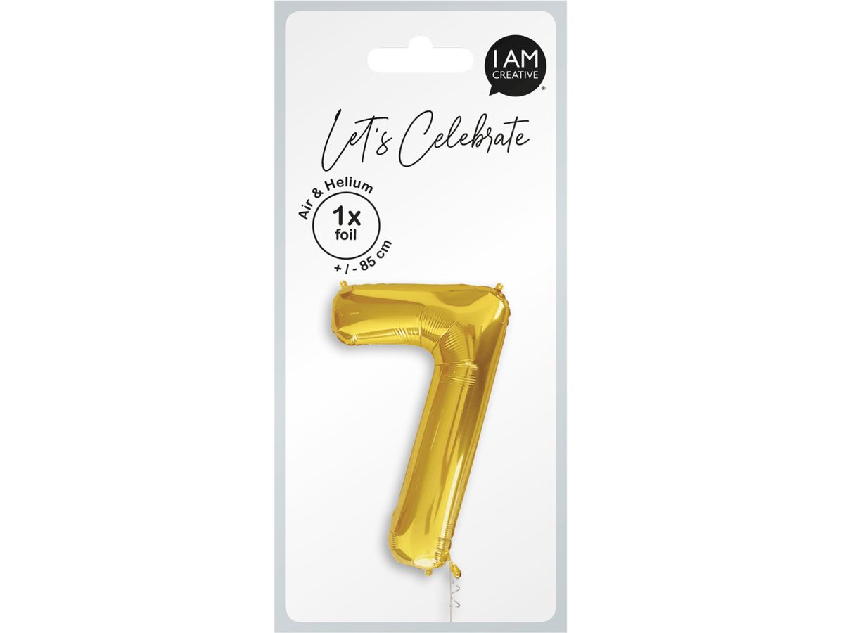 I AM CREATIVE Folienballon Zahl 7 85cm 1000-1052 gold (7611983246786)