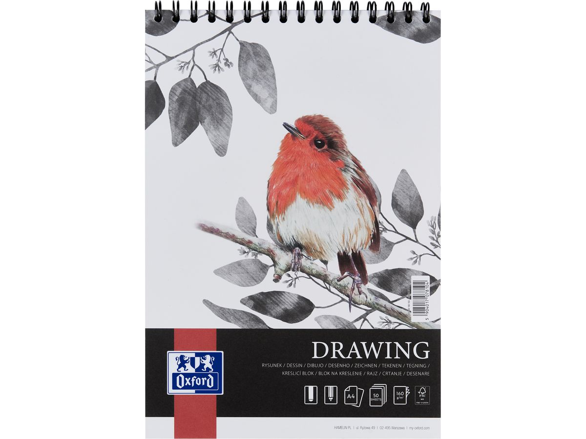 OXFORD Art Spiral Zeichenblock A4 400166163 blanko, 160g 50 Blatt (5904017078104)