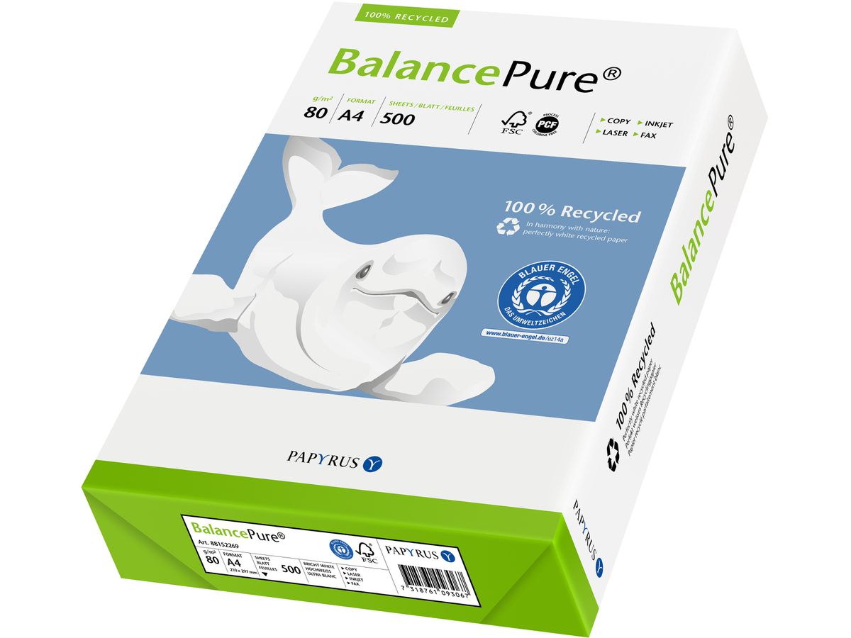 BALANCE PURE Multifunktions-Papier A4 88330215 weiss,Recycling,80g,500 Blatt (7340035216315)