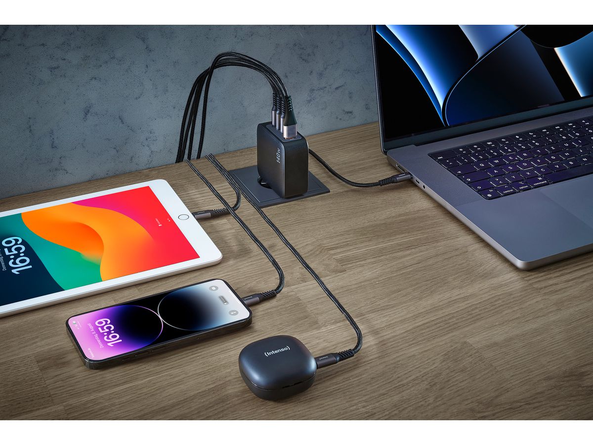 INTENSO Power Adapter W140A3C Charger 7814010 140 W, 3x USB-C, 1x USB-A (4034303035359)