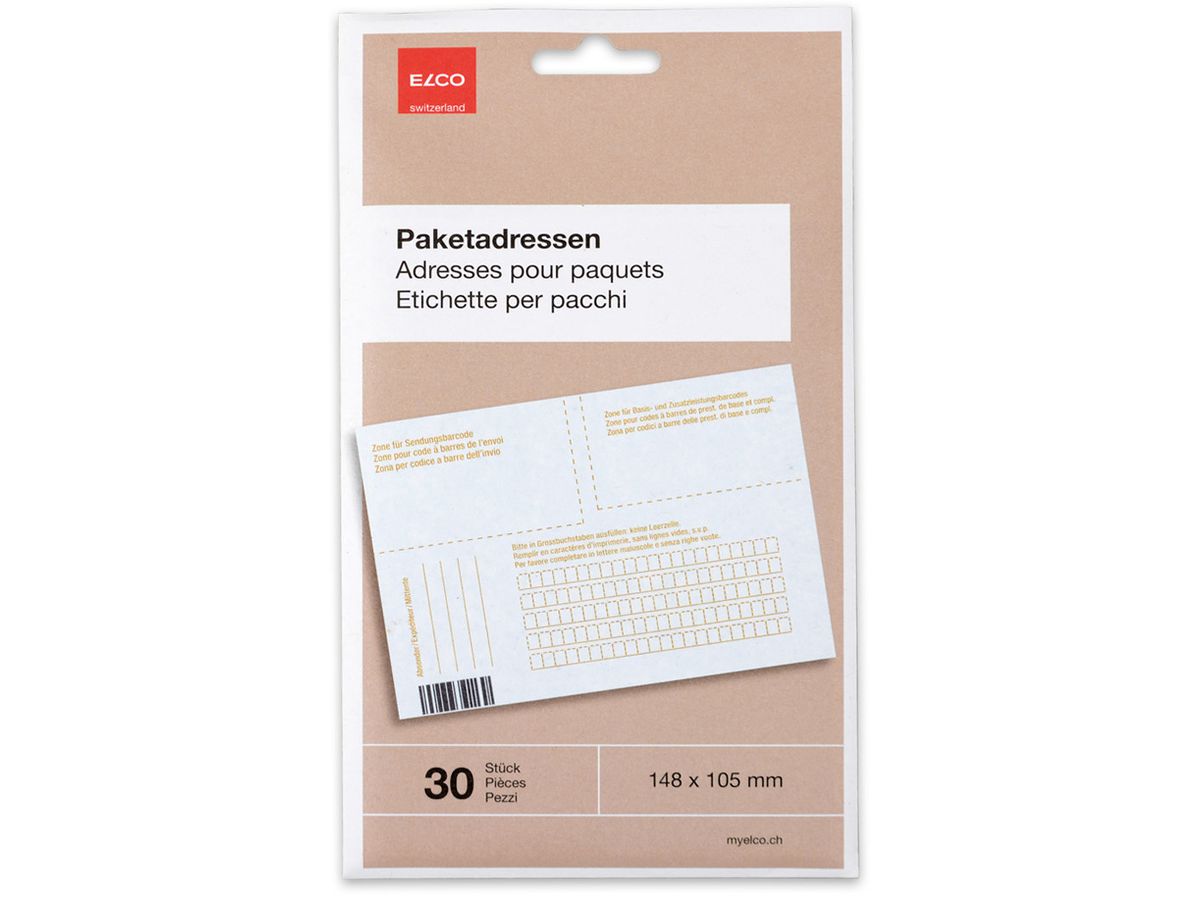 ELCO Paketadressen A6 75010.00 weiss, blickdicht 30 Stück (7611722023616)