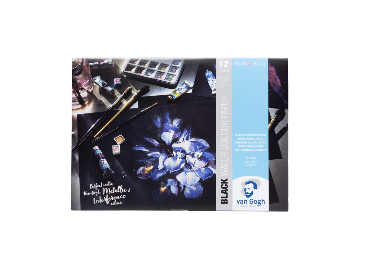 VAN GOGH Aquarellpapier A4 94170002 schwarz, 360g 12 Blatt (8712079421632)