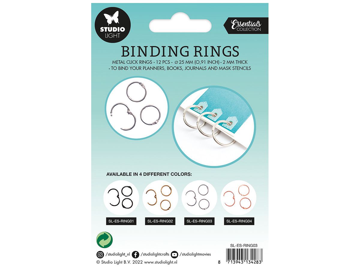 SIZZIX Bindung Klickri. 2.3x2.3x0.3cm RING03 silber 12 Stück (8713943134283)